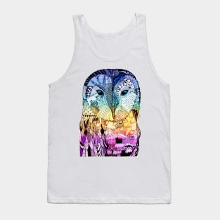 Blue, Yellow and Purple Owl Tank Top